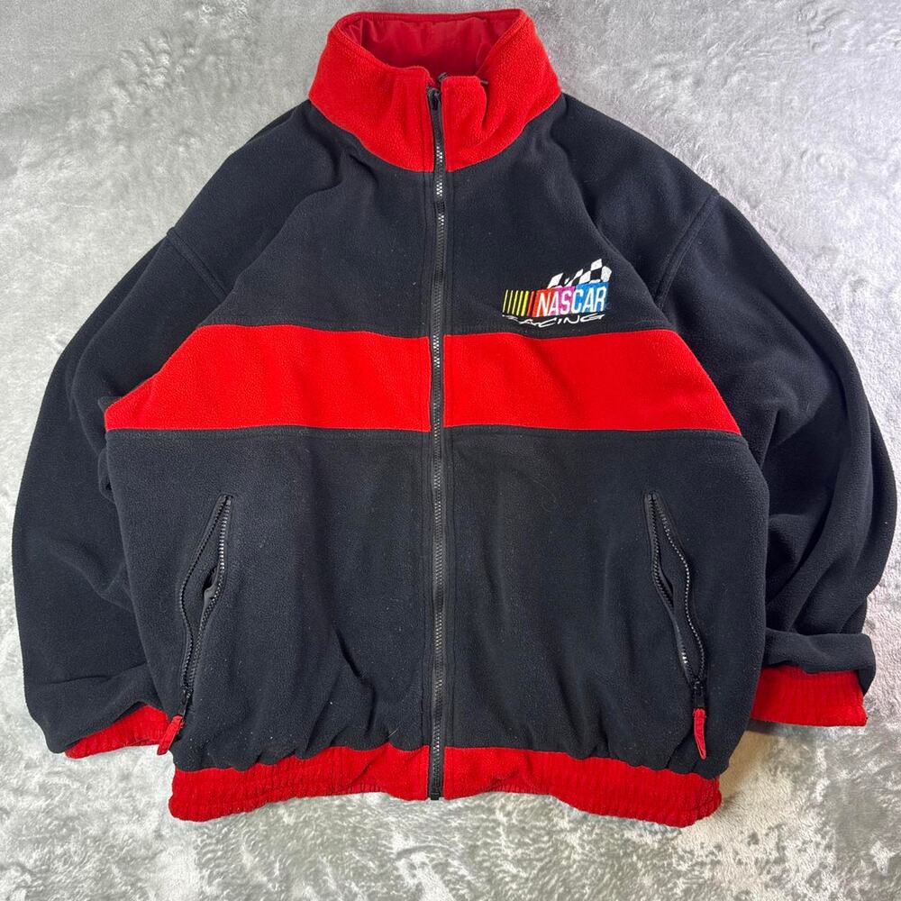 Vintage Kudzu Nascar Racing Black/Red Reversible Fleece Full-zip Jacket Size XL